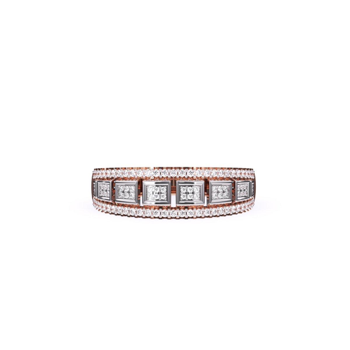 Two Tone Diamond Cluster Lavish Band